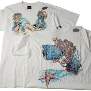 Vtg 90’s Diamond Dust Sea Graphic Single Stitch Lot of 2 -Shirts Men Size Large